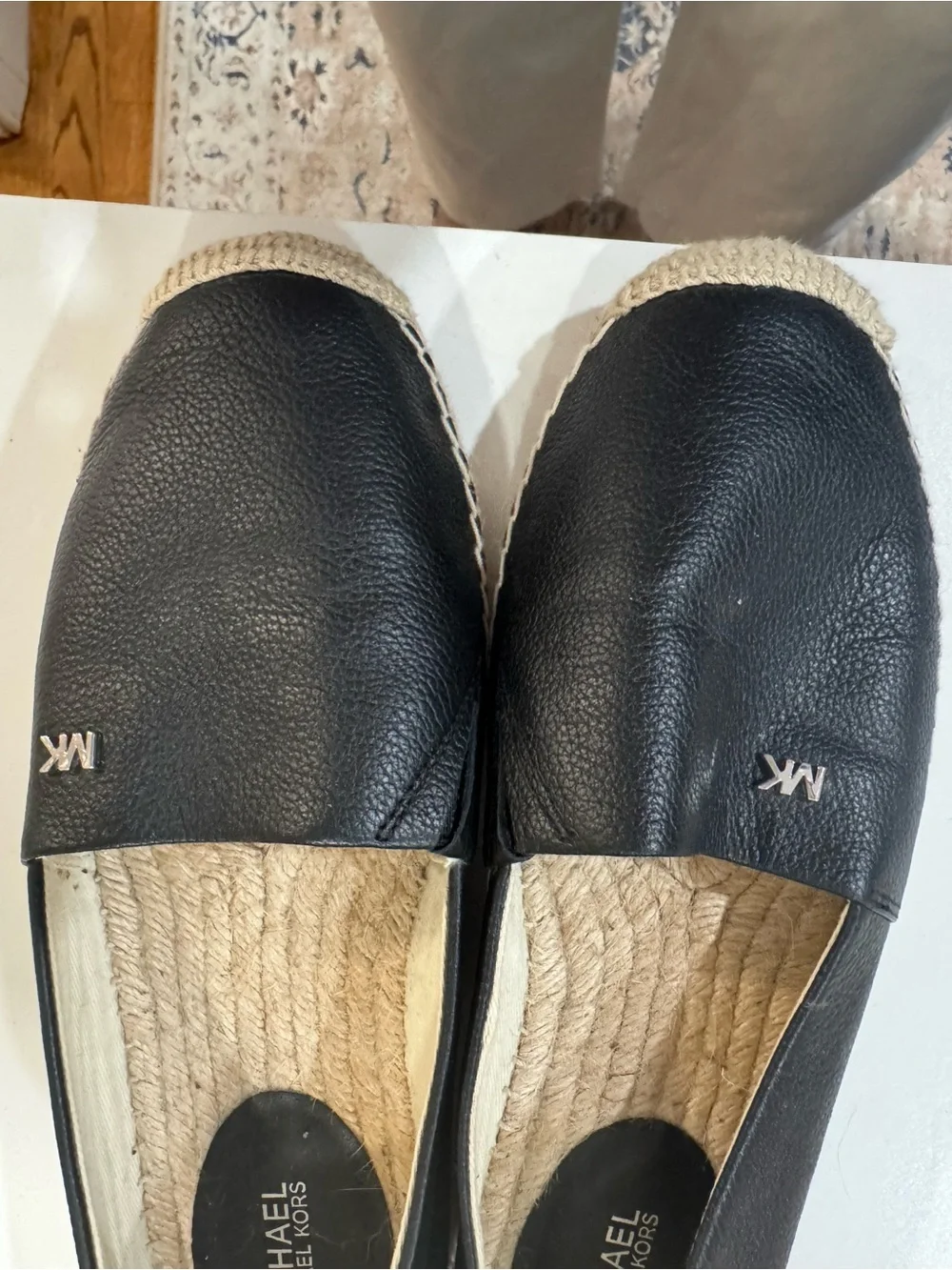 Michael Kors Black Slip-On Espadrille Flats with MK Accent